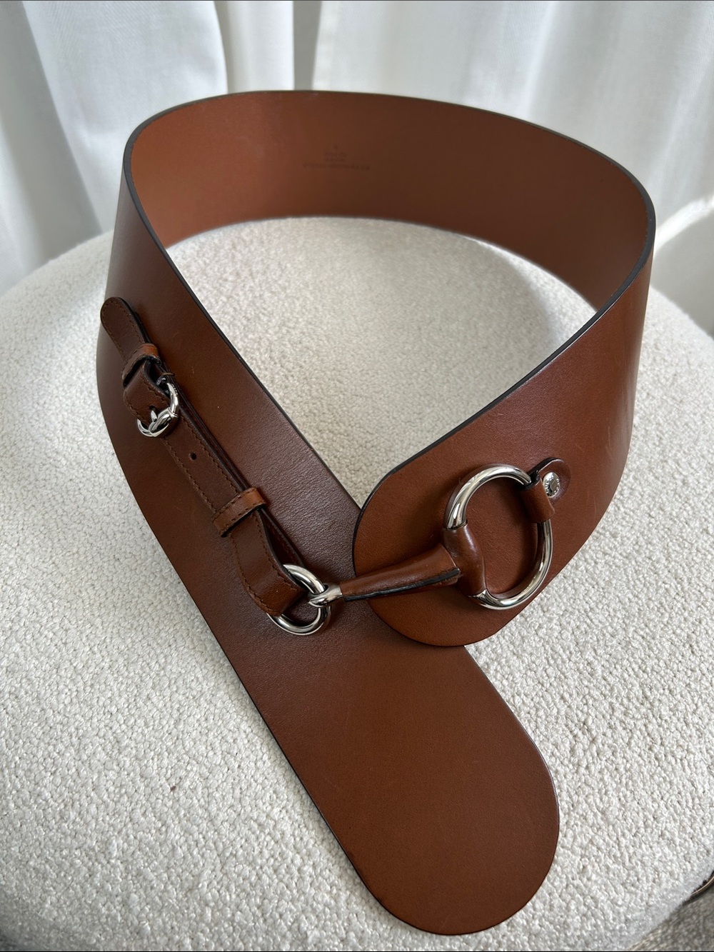 Gucci Horsebit Wide Leather Waist Belt Brown Size 85/34